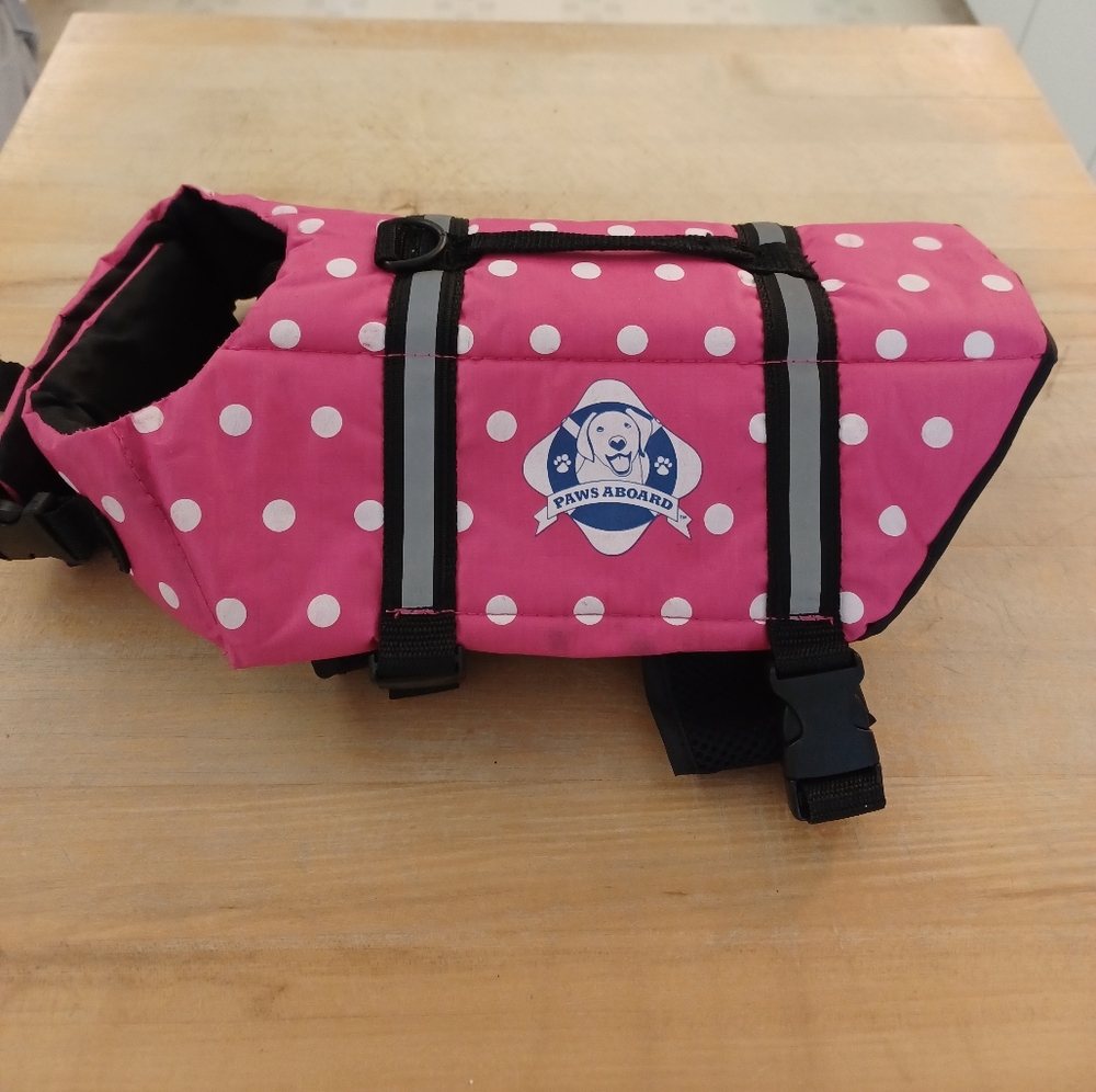 Dog Life Jacket Pink Polka Dots